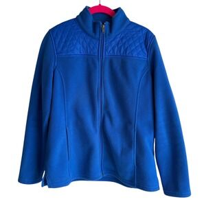 TALBOTS Solid Blue Polar Fleece Petite Ladies Full Zip Jacket with Pockets, MP‎